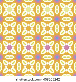 Vector abstract seamless patchwork pattern. Arabic tile texture with geometric and floral ornaments. Decorative elements for textile, book covers, print, gift wrap. Vintage boho style.