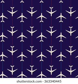 Vector abstract seamless pattern with airplanes