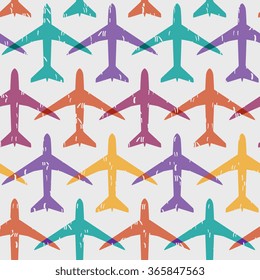 Vector abstract seamless pattern with airplanes