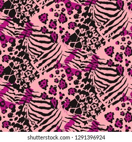 Vector abstract seamless pattern with animal skin motifs. Endless modern background.
