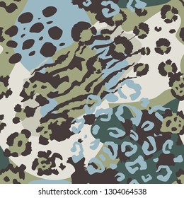 Vector abstract seamless pattern with animal skin motifs. Endless modern background.