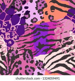 Vector abstract seamless pattern with animal skin motifs. Endless modern background.