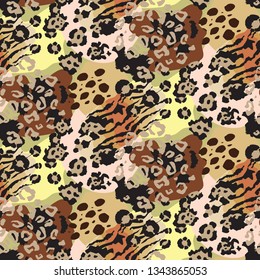 Vector abstract seamless pattern with animal skin motifs. Endless modern background.