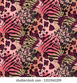 Vector abstract seamless pattern with animal skin motifs. Endless modern background.