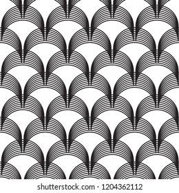 Vector abstract seamless pattern. Seamless pattern with arc lines.