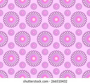Vector abstract seamless pattern background with flowers on pink background