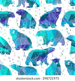 Vector abstract seamless pattern with bears