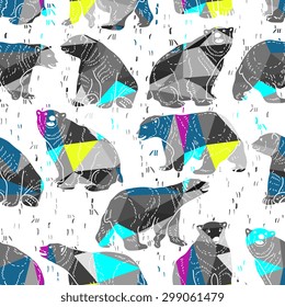 Vector abstract seamless pattern with bears