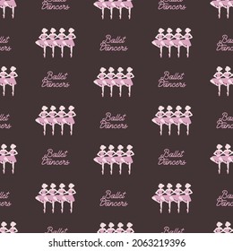 Vector Abstract Seamless Pattern with Beautiful Ballet Dancers Cartoon Illustration can be use for background and apparel design
