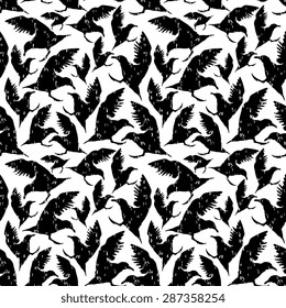 Vector abstract seamless pattern with birds