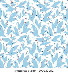 Vector abstract seamless pattern with birds