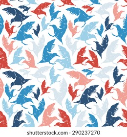 Vector abstract seamless pattern with birds