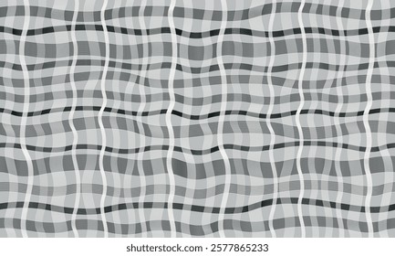 Vector abstract seamless pattern with black and white wave lines on gray background. For textiles, wallpaper and packaging