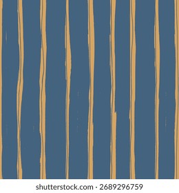 Vector abstract seamless pattern with blue and beige stripes. Hand painted illustration for design, print, fabric or background.