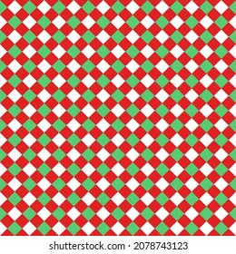 Vector - Abstract seamless pattern of checkered red, green and white color. Simple design. Holiday, Christmas concept. Can be use for print, paper, fabric, wrapping, fashion.