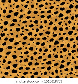 Vector abstract seamless pattern of cheetah predatory print. Modern animal fur fashion background. Cheetah colorful print. Exotic wild African animal skin pattern for textile, wallpaper, decoration