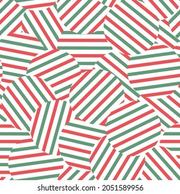 Vector abstract seamless pattern. Christmas green and red lines background. Wrapping paper template. Fabric textile print