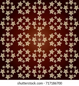 Vector abstract seamless pattern circles of stars on a brown gradient background. Fabric, wallpaper, wrapper, decoration.