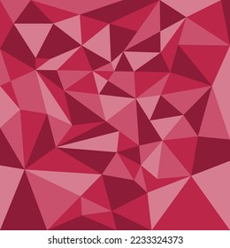 Vector abstract seamless pattern of the color of the year 2023 viva magenta with triangles. polygonal abstract, diamond geometric pattern