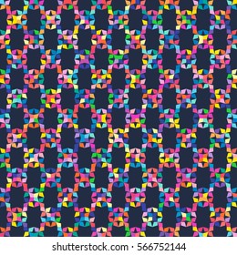 Vector abstract seamless pattern with colorful geometric shapes in boho style. Background for printing brochure, poster, party, summer print,card, fabric, wallpaper or wrapping. 
