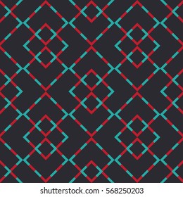 Vector abstract seamless pattern with colorful lines. 