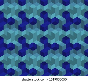 Vector abstract seamless pattern with cubes of different colors. Textile background for package, cover, greeting cards.
