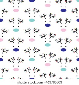 Vector abstract seamless pattern with deer. Christmas winter background
