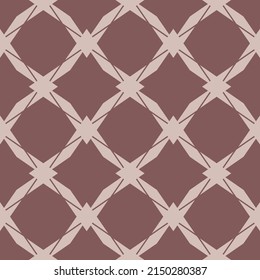 Vector abstract seamless pattern. Diamond grid, mesh, lattice, rhombuses. Brown color background. Simple geometric ornament. Elegant graphic texture. Repeat geo design for decor, textile, furniture