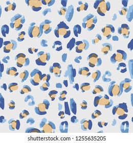 Vector abstract seamless pattern. Doodle figures and flowers imitation. Leopard skin texture illusion. 