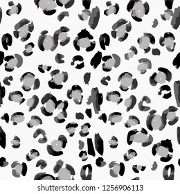 Vector abstract seamless pattern. Doodle figures and flowers imitation. Leopard skin texture illusion. 