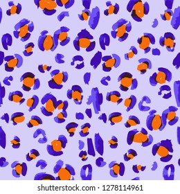 Vector abstract seamless pattern. Doodle figures and flowers imitation. Leopard skin texture illusion. 