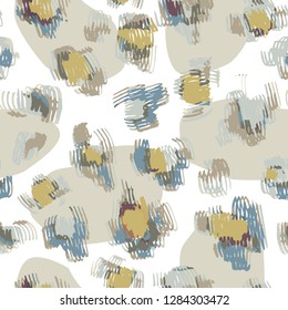 Vector abstract seamless pattern with doodle figures. Animal skin leopard spots fur imitation. Flowers illusion. For wallpaper, bedding, textile, fabric, clothes, jacket, wrapper, surface, scrapbook.
