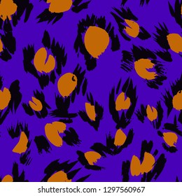 Vector abstract seamless pattern with doodle figures. Animal skin leopard spots fur imitation. Flowers illusion. For wallpaper, bedding, textile, fabric, clothes, jacket, wrapper, surface, scrapbook.