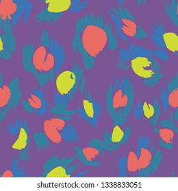 Vector abstract seamless pattern with doodle figures. Animal skin leopard spots fur imitation. Flowers illusion. For wallpaper, bedding, textile, fabric, clothes, jacket, wrapper, surface, scrapbook.