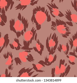 Vector abstract seamless pattern with doodle figures. Animal skin leopard spots fur imitation. Flowers illusion. For wallpaper, bedding, textile, fabric, clothes, jacket, wrapper, surface, scrapbook.