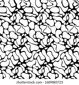vector, Abstract Seamless pattern from of drawn curly lines  of black color on a white background for printing on packaging on gifts, on fabric, on covers, on paper, for creating backgrounds, poster