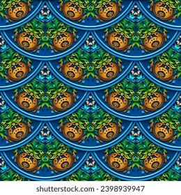 Vector abstract seamless pattern. Ethnic vintage lace papercut ornamental background. Hand drawn, not AI
