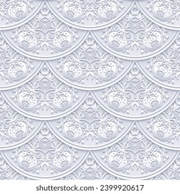Vector abstract seamless pattern. Ethnic vintage lace papercut ornamental background. Hand drawn, not AI