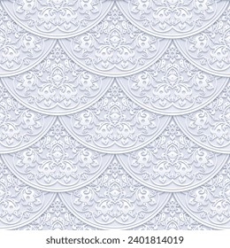 Vector abstract seamless pattern. Ethnic vintage lace papercut ornamental background. Hand drawn, not AI
