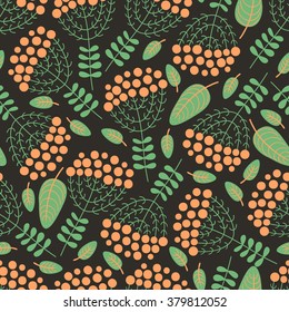 Vector abstract seamless pattern of flowers and leafs.