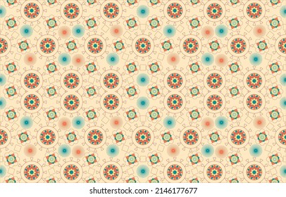Vector - Abstract seamless pattern of geometric ethnic. Embroidery, African, Morocco, Islamic design. Brown image. Can be use for print, paper, curtain, pillow, fabric, cloth.