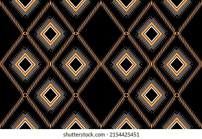 Vector - Abstract seamless pattern of geometric ethnic. Black, white and orange color. Can be use for background, carpet, clothing, fabric, wallpaper.