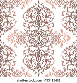 Vector abstract seamless pattern with geometric and floral ornaments, stylized flowers, dots, snowflakes and lace. Vintage arabic style