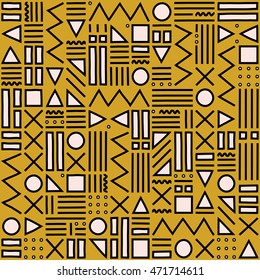 Vector abstract seamless pattern with geometric shapes. Retro memphis style.