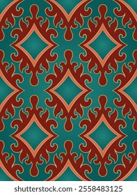 Vector abstract seamless pattern. Green and red simple ornament. Template for a carpet, wallpaper, textile and any surface.