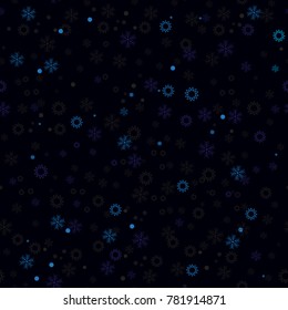 Vector abstract seamless pattern from grey blue and white hand drawn outline geometrical ornaments, wavy stripes and fantasy stylized star.Winter frosty print. Christmas,.snowflak
