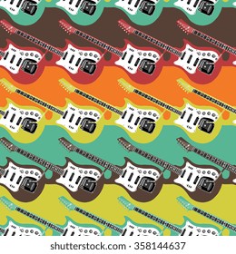 Vector abstract seamless pattern with guitar
