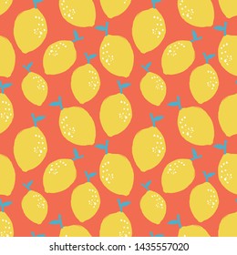 Vector abstract seamless pattern with hand drawn lemons made with brush. Grunge texture abstract graphic print for wrapping, paper cover, textile, fabric, cloth.