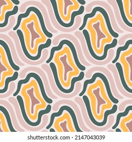 Vector abstract seamless pattern. Hand drawn retro ornament. Decorative background. 