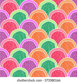Vector abstract seamless pattern, hand drawn pattern, waves background. Outline drawing.Seamless pattern can be used for wallpaper, pattern fills, web page background, surface textures. bright colors